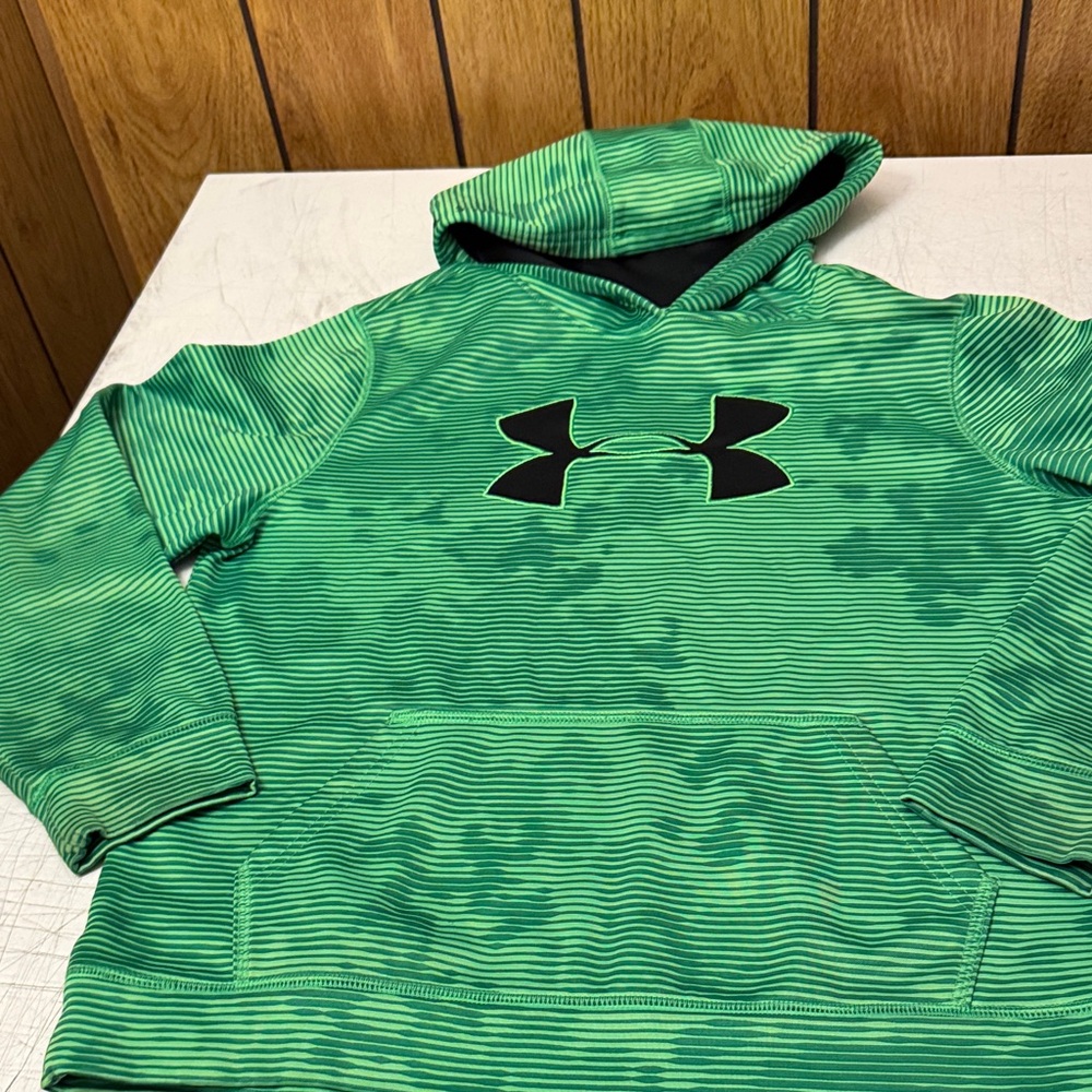 Under Armour Striped Green Hoodie with Black Logo